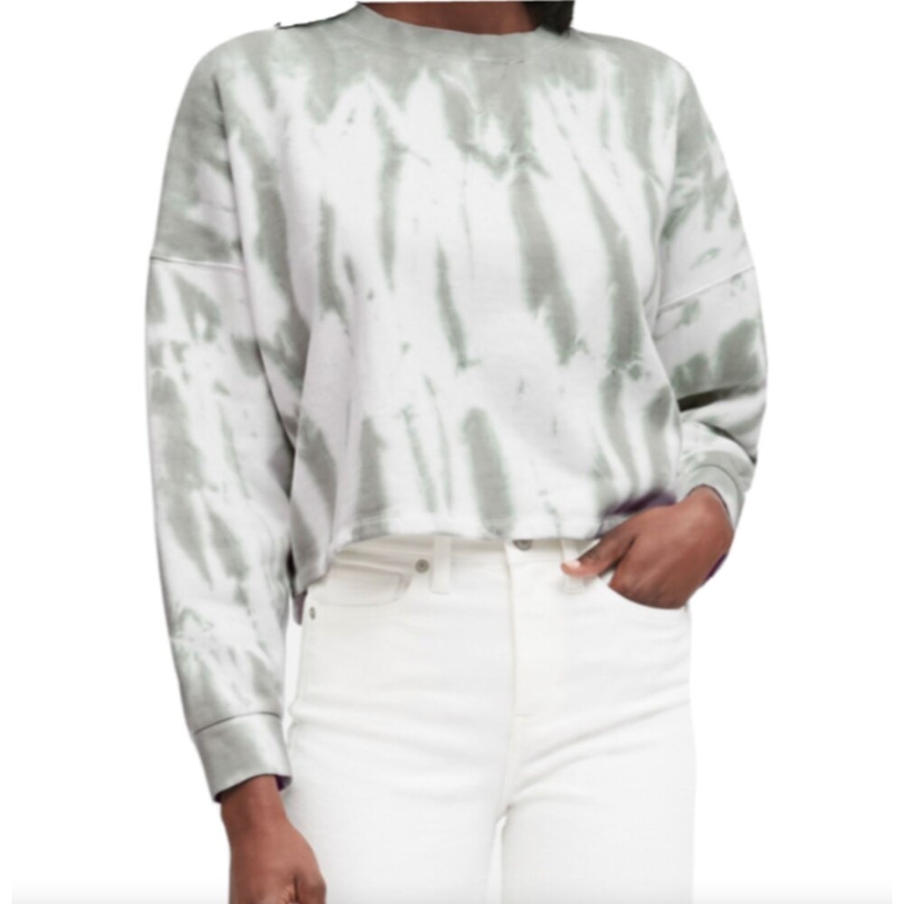 Banana Republic Tie Dye Cropped Sweatshirt S Cotton Blend Crewneck Pullover Top